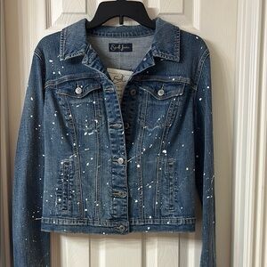 Earl Jeans Blue Jean Jacket with White Accents
